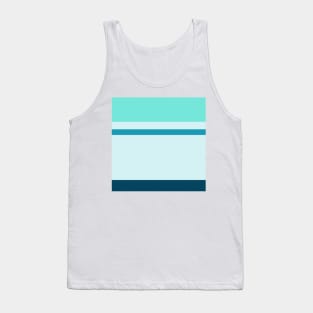 An unparagoned consistency of Ice, Tiffany Blue, Water Blue and Marine Blue stripes. Tank Top